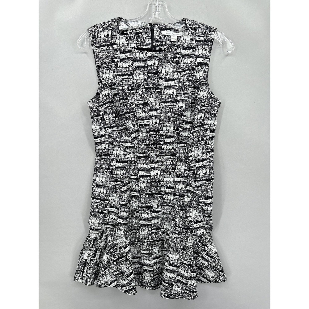 Diane von Furstenberg Dress Womens 12 Midi Cocktail Jaelyn Ruffle Hem Sleeveless